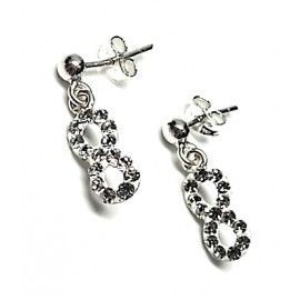 Pendientes infinito de Plata y cristales blancos